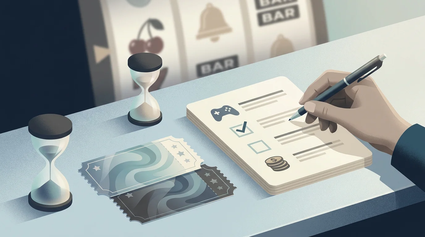 Free spins checklist with expiry clock, eligible games and wagering notes for UK readers