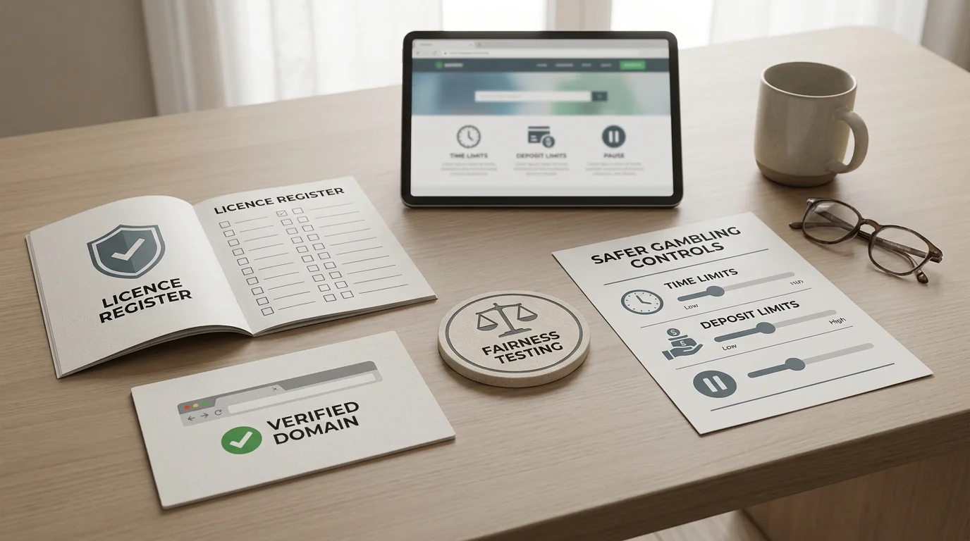 Trust evidence checklist with licence register domain fairness support and safer gambling controls